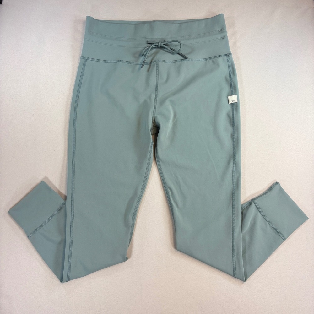 Vuori Daily Leggings Women Large Blue Green 7/8 Length High Rise Drawstring Yoga